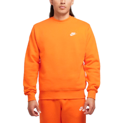 Nike Sportswear Club Fleece Men's Crew Sweatshirt - Safety Orange/White