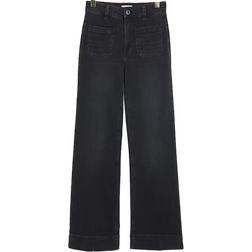 River Island High Waisted Pocket Wide Leg Jeans - Black