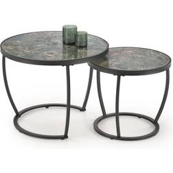 Halmar Ines Green Marble/Black Sofabord 62cm 2stk