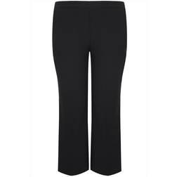 Yours Straight Leg Elastic Waistband Trousers - Black