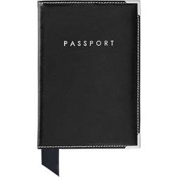 Aspinal of London Black Logo-print Leather Passport Cover