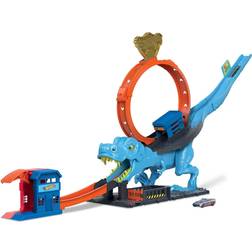 Hot Wheels City Desafío del T-Rex Pista para Coches de Juguete con Lanzador, Incluye 1 vehículo, 5 años (Mattel HNP77)