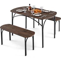 Costway Wooden Brown Dining Set 3