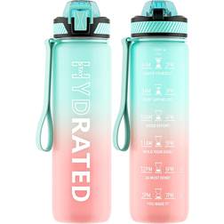 QLUR Motivational Green Pink Vattenflaska 1L