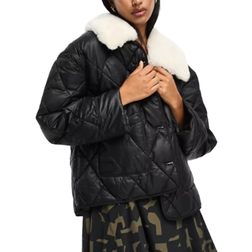 River Island Womens Faux Fur Collar Padded Jacket - Black