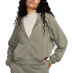 NIKE Womens Sportswear Chill Terry Full-Zip French Terry Hoodie - Light Army/Sail