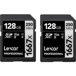 LEXAR Professional 1667x SDXC UHS-II Class 10 U3 V60 250/120 MB/s 128GB