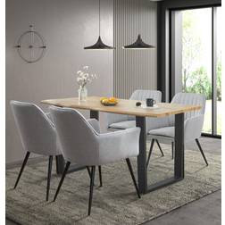 Hallowood Furniture Cullompton Grey Dining Set 90x160cm 5pcs