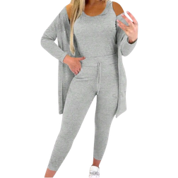 Shein Lune Women's Solid Color Minimalist Daily Wear Long Sleeve Jacket, Sleeveless Top, And Long Pants Set