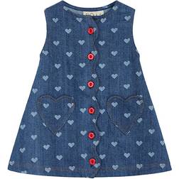 Flöss Lollo Denim Heart Print Dress - Blue