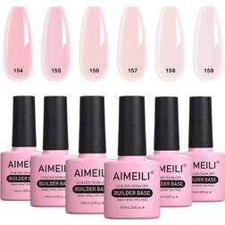 AIMEILI UV & LED Soak Off Gel Polish #6-37 Builder Base 10ml 6-pack