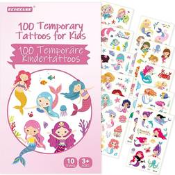 ECHOCUBE Kid's 10 Sheets Mixed Style Mermaid Pattern Waterproof Fake Tattoo Set