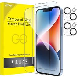 JeTech Full Coverage Screen Protector with Camera Lens Protector for iPhone 14 2-Pack