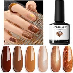 Gel Nail Polish Kit Cinnamon Brown 6-pack