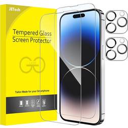 JeTech Full Coverage Screen Protector with Camera Lens Protector for iPhone 14 Pro 2-Pack