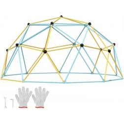 VEVOR klätterdome, 12FT Geometric Dome Climber Play Center för barn 3 till 10 år gamla, Jungle Gym stöder 750 LBS och enkel montering, med klättergrepp, lekutrustning utomhus för barn