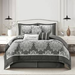 Nanshing California King Therese Comforter Set 7 pcs Bed Linen Gray (269.2x223.5cm)