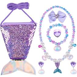 Osdue Mermaid Crossbody Bag Purse with Jewelry Set