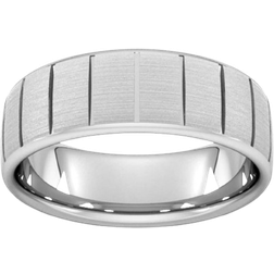 Goldsmiths D Shape Standard Vertical Lines Wedding Ring - White Gold