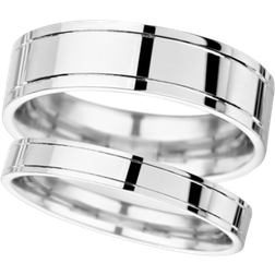 Goldsmiths Traditional Court Standard Grooves Wedding Ring - Silver