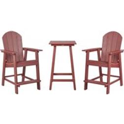 Beliani Utomhus Trädgård Bar Bistro Set - Röd Caféset, 1 Bord inkl. 2 Stolar