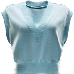 Nike Sportswear Phoenix Fleece Women's Loose V-Neck Sleeveless Cropped Top - Glacier Blue/Sail