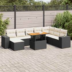 vidaXL Trädgårdssoffset 9 Delar Svart Konstrotting Loungeset