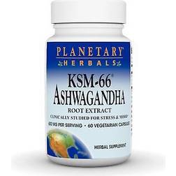 Planetary Herbals KSM-66 Ashwagandha Root Extract 600 mg 60 Veggie Capsules 60 pcs