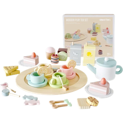 Smartwo Wooden Tea Set Morandi Paint