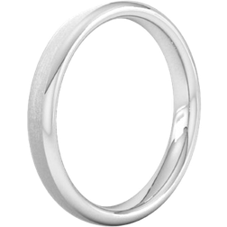 Goldsmiths D Shape Standard Matt Finished Wedding Ring 3mm - White Gold