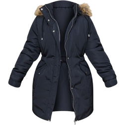 PrettyLittleThing Longline Parka Coat Plus - Black