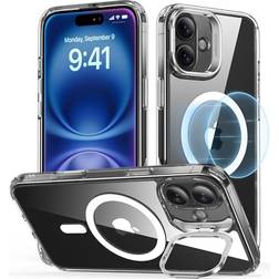 ESR for iPhone 16 Case, Compatible with MagSafe, Military-Grade Protective Case, Built-in Stash Stand Phone Case, Scratch-Resistant Back Cover, Classic Series, Clear