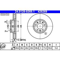 ATE Brake Disc 24.0128-0269.1