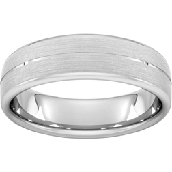 Goldsmiths Court Standard Centre Groove Wedding Ring - White Gold