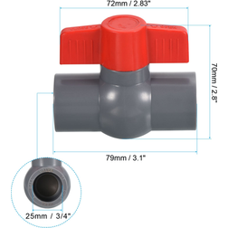 Unique Bargains 3/4" UPVC Ball Valve Compact T-Handle Valve for Irrigation, 3 Pack Grey