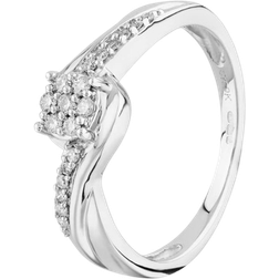 T.H.Baker Cluster Twist Ring - White Gold/Diamond