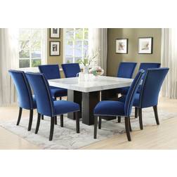 Steve Silver 9-Piece Blue Velvet Square Room Dining Set