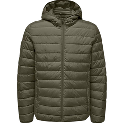 Only & Sons Brody Quilt Hood Jacket - Green