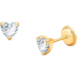 Tiny Blessings Heart Studs Earrings 4mm - Gold/Transparent