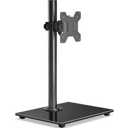 BONTEC Monitor holder for 13-32 inch flat/curved screen up to 10 kg, monitor stand with tempered glass base, adjustable length of movement ±25° rotation ± 80° rotation 360°, VESA 75/100 mm