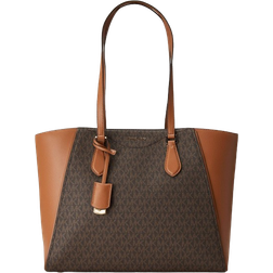 Michael Kors Taryn Large Signature Logo And Leather Tote Bag - Brn/Acorn