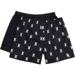 Psycho Bunny Mens Woven Boxer 2-Pack - Black