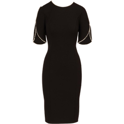 Adrianna Papell Crepe Midi Length Sheath Dress - Black