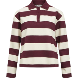 Object Millie Striped Polo Shirt - Cabernet