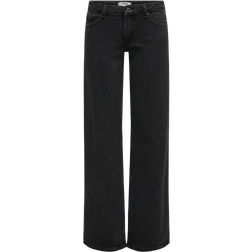 Only Juicy Low Waist Wide Leg Fit Jeans - Black/Washed Black