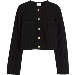 H&M Short Cardigan Made Of structured Knit - Black