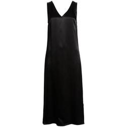 Nordstrom V-Neck Sleeveless Satin Midi Dress - Black