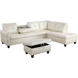 Red Barrel Studio Adebisi Off-White Sofa 97.5" 3pcs 5 Seater