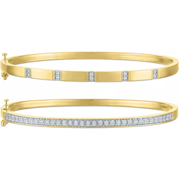 Macy's Bangle Bracelets 2-Pc Set - Gold/Diamonds