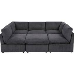 Latitude Run 6 - Piece Dark Gray Corduroy Sectional Sofa 98" 6 Seater
